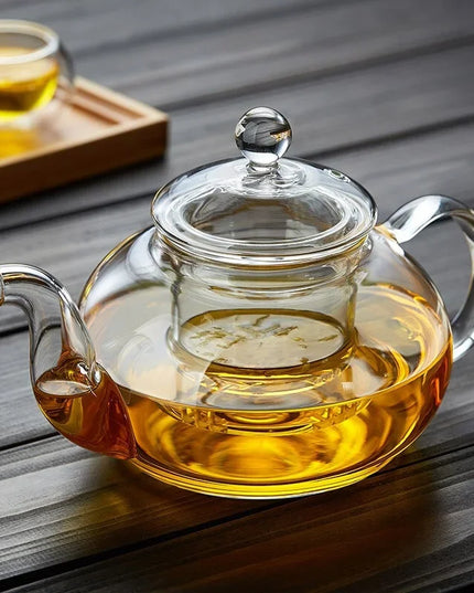 400ml/1000ml Filterable Heat-resistant Thickened Glass Teapot High Borosilicate Glass Flower Tea Pot Heatable Glass Tea Set