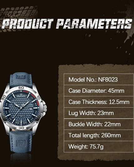 NAVIFORCE Brand Men Fashion Quartz Watches Male Leather Strap Sport Waterproof Wristwatches CalendarClock Relogio Masculino