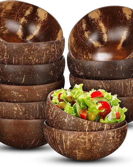 Coconut Bowls For Serving Dishes Wooden Salad Wood Reusable Bowl Serving Utensils Natural Coconut Shell Bowls Breakfast Party