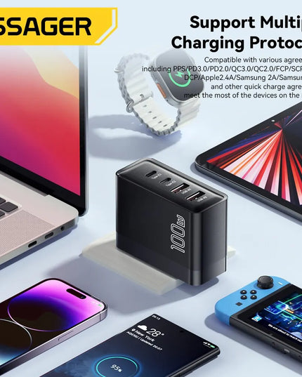 Essager 100W GaN USB Type C Caricabatterie PD QC Quick Charge 4.0 3.0 Type C Ricarica Rapida Per iPhone 14 13 12 Xiaomi Macbook