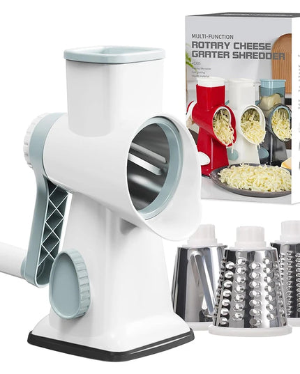 LMETJMA 3 in 1 Rotary Cheese Grater Versatile Manual Vegetable Slicer Peanut Nuts Grinder Cheese Vegetable Shredder Clear JT242