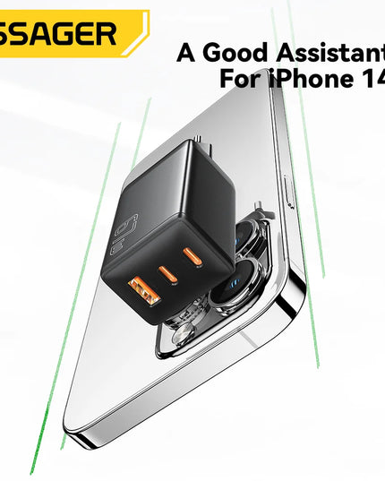 Essager 65W GaN USB C Charger PD QC 4.0 3.0 Type C Quick Charge For Samsung iPhone 1514 13 Pro Phone MacBook Laptop Fast Chagers