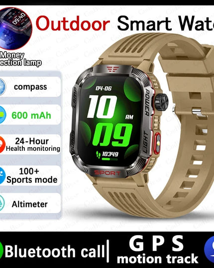 New For Huawei Xiaomi Military GPS Smart Watch Men Flashlight Compass Waterproof Outdoor Sport Tracker Bluetooth Call Smartwatch
