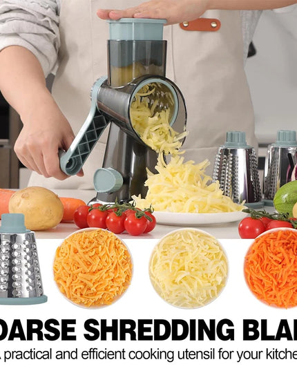 LMETJMA 3 in 1 Rotary Cheese Grater Versatile Manual Vegetable Slicer Peanut Nuts Grinder Cheese Vegetable Shredder Clear JT242