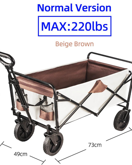 Collapsible Folding Utility Beach Cart Wagon Heavy Duty Large Capacity Fold Wagon Ourdoor Trolley Portable Garden Camping Cart