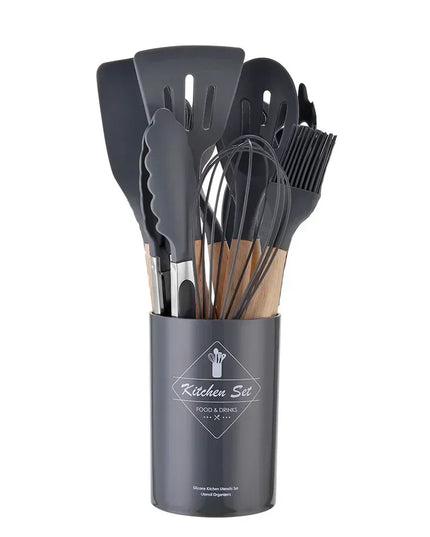 12PCS Food Grade Silicone Kitchen Cookware Utensils Turner Spatula Measuring Spoon Practical Cooking Tool Kitchenware Set