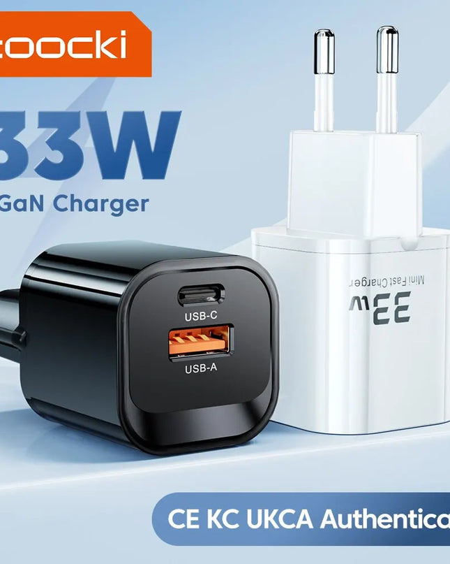 Toocki GaN USB Type C Charger Portable High Speed Charger for iPhone Xiaomi 13 Oneplus Realme PD3.0 QC3.0 PPS Cell Mobile Phone
