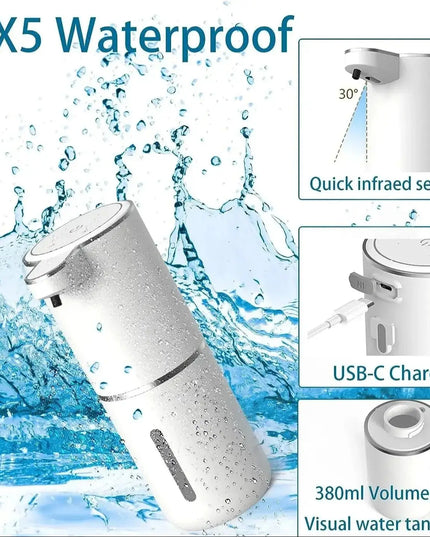 Automatic Soap Dispenser Touchless Foaming Soap Dispenser 380ml USB Rechargeable Electric 4 Level Adjustable Foam Soap Dispenser