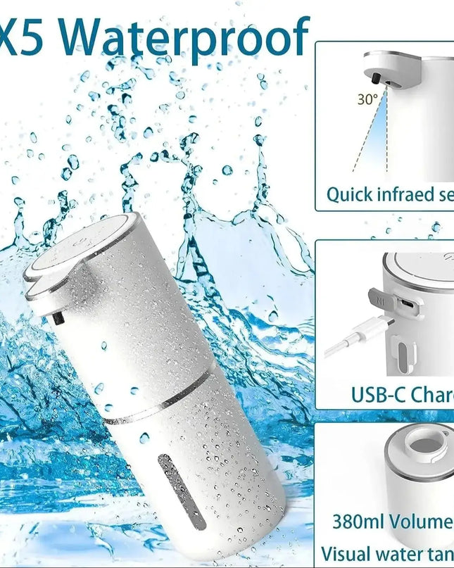 Automatic Soap Dispenser Touchless Foaming Soap Dispenser 380ml USB Rechargeable Electric 4 Level Adjustable Foam Soap Dispenser