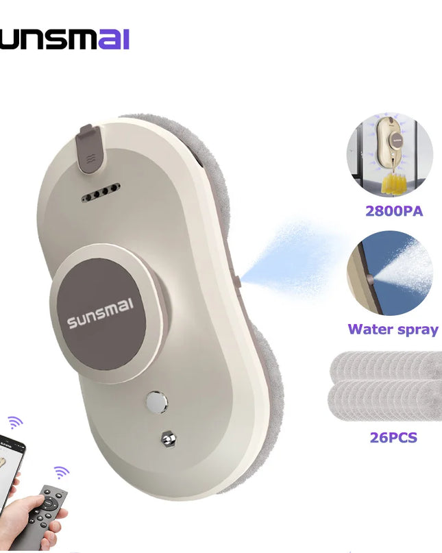 SUNSMAI Window Cleaning Robot Automatic Water Spray Window Glass Vacuum Cleaner Remote Control Glass Wall Cleaning Machine