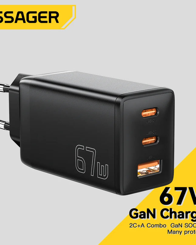 Essager 65W GaN USB C Charger PD QC 4.0 3.0 Type C Quick Charge For Samsung iPhone 1514 13 Pro Phone MacBook Laptop Fast Chagers