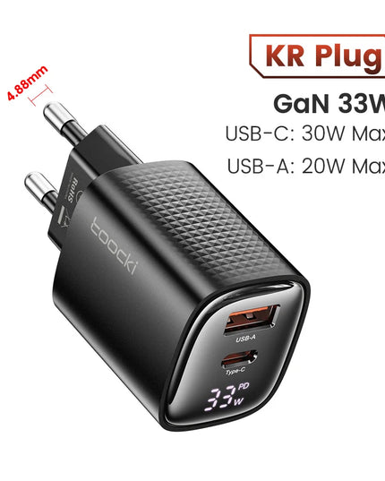 Toocki 33W GaN USB C Charger Digital Display Fast Charging Type C Charger for iPhone 15 14 13 12 Samsung Galaxy S23 S22 Xiaomi