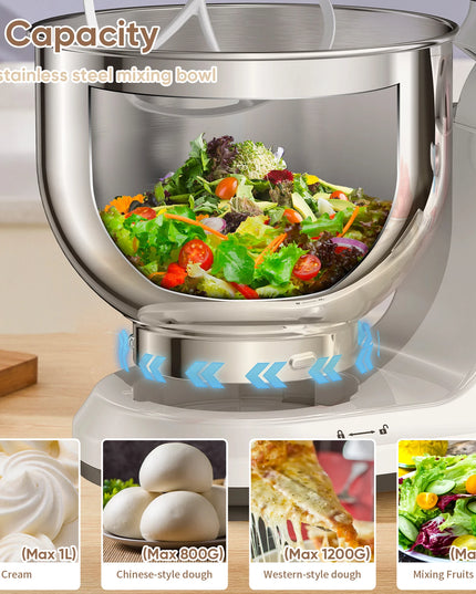 BioloMix Kitchen Food Stand Mixer, 1200W 11-Speeds DC Motor, Digital OLED Screen, Electric Food Mixer with Dough Hook, Whisk