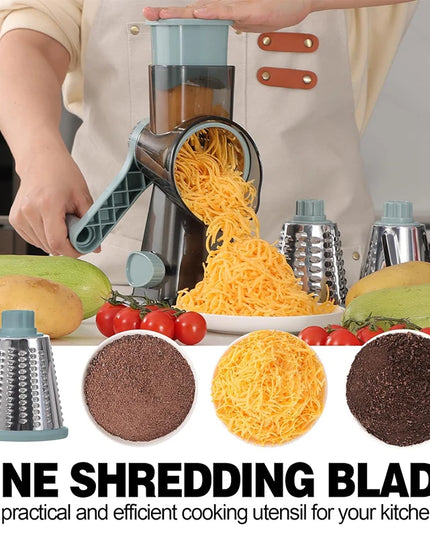 LMETJMA 3 in 1 Rotary Cheese Grater Versatile Manual Vegetable Slicer Peanut Nuts Grinder Cheese Vegetable Shredder Clear JT242