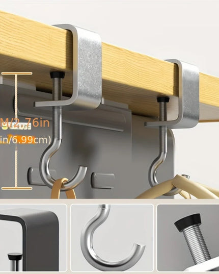 2pcs 360° Rotatable Steel Table Hooks - Detachable, Non-Destructive Installation for Office Desks, School Dormitories