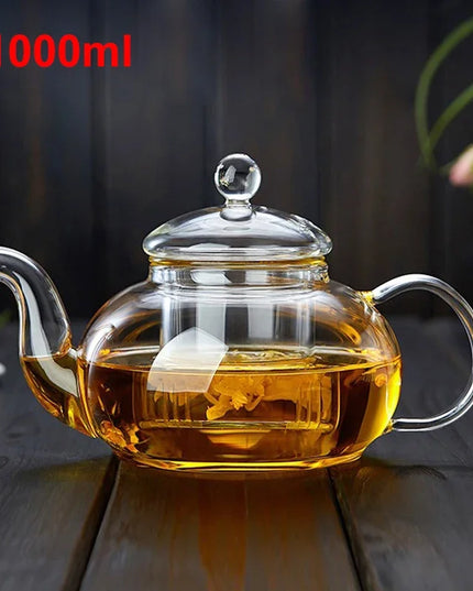 400ml/1000ml Filterable Heat-resistant Thickened Glass Teapot High Borosilicate Glass Flower Tea Pot Heatable Glass Tea Set