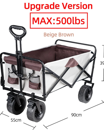 Collapsible Folding Utility Beach Cart Wagon Heavy Duty Large Capacity Fold Wagon Ourdoor Trolley Portable Garden Camping Cart