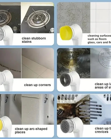 Five in One Multifunctional Electric Cleaning Brush for Bathroom Washing and Kitchen Cleaning Tools
