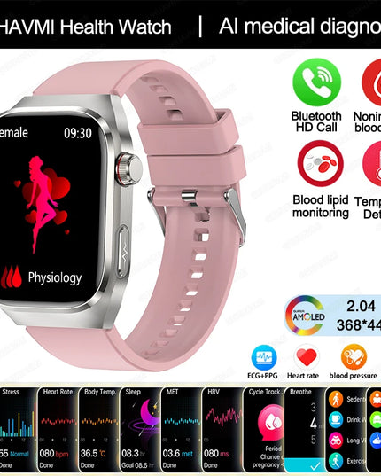 2024 New Uric Acid Blood Fat Smart Watch Men Blood Sugar ECG+PPG  Blood Pressure Bluetooth Call Sports for Xiaomi Health Watch