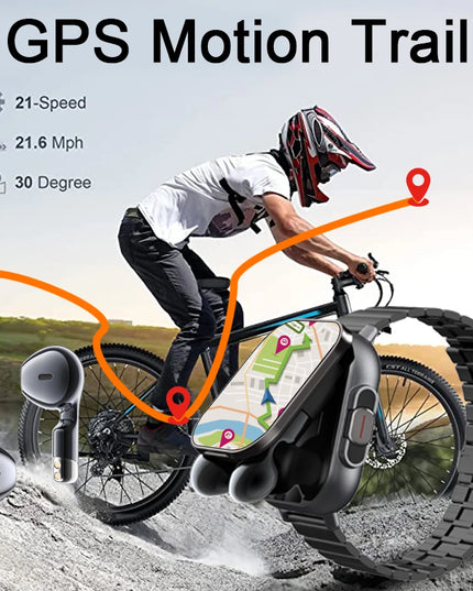 2024 Smart Watch 2 in 1 With Earphone Smartwatch Bluetooth Call Men Watch GPS Track Heart Rate Monitor Play Music SmartWatch